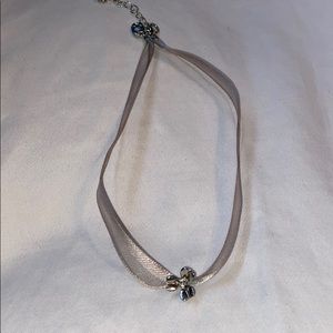 Silver choker with flower